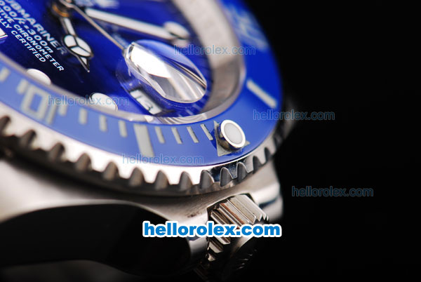 Rolex Submariner Swiss ETA 2836 Automatic Movement SS Case with Blue Dial-Blue Ceramic Bezel and White Markers - Click Image to Close